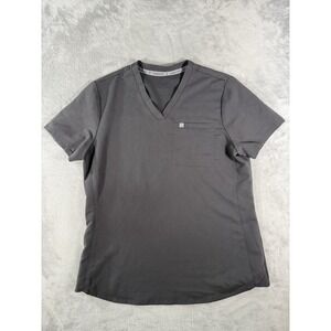 Fabletics Scrub Top Women's Small Grey One Pocket V Neck Health Care